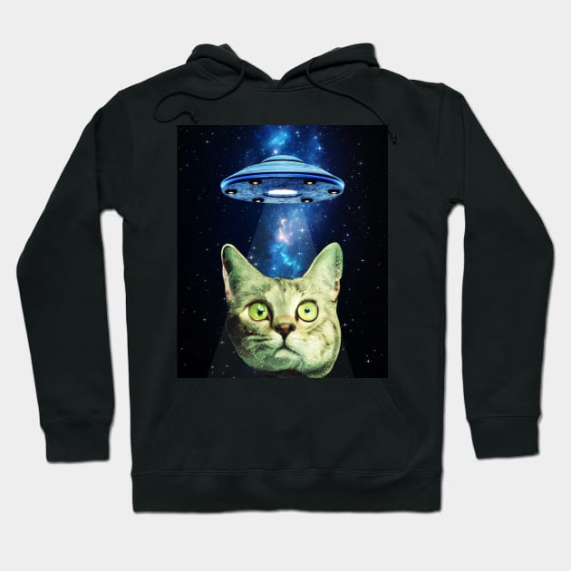 Cat UFO Space Galaxy Hoodie by UNDERGROUNDROOTS